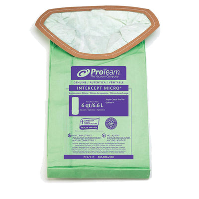 ProTeam 107314 6 qt Intercept Micro Filter Bags for Super Coach Pro 6 Backpack Vacuums