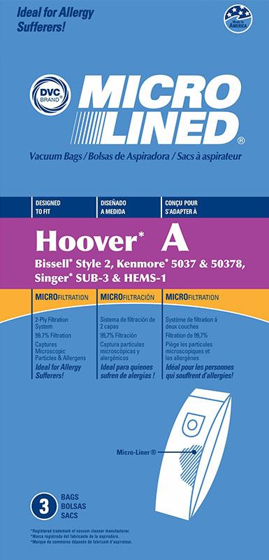 Hoover Replacement Type A Microlined Vacuum Bag, 3pk