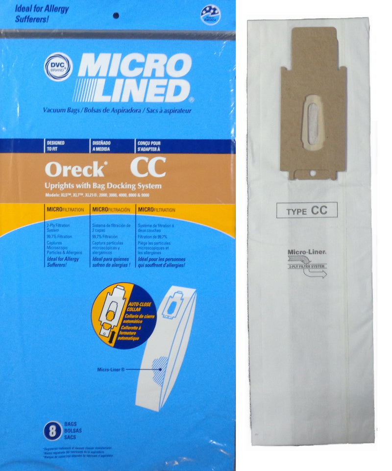 Oreck Replacement Type CC Microlined Vacuum Bags, 8pk