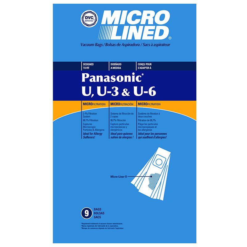Panasonic Replacement U3 / U6 Microlined Vacuum Bags, 9pk