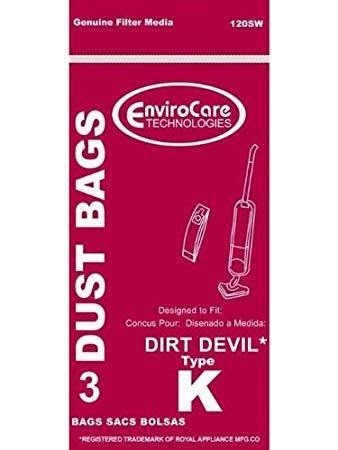 Dirt Devil Replacement Style K Standard Filtration Bags, 3pk (EVC120SW)