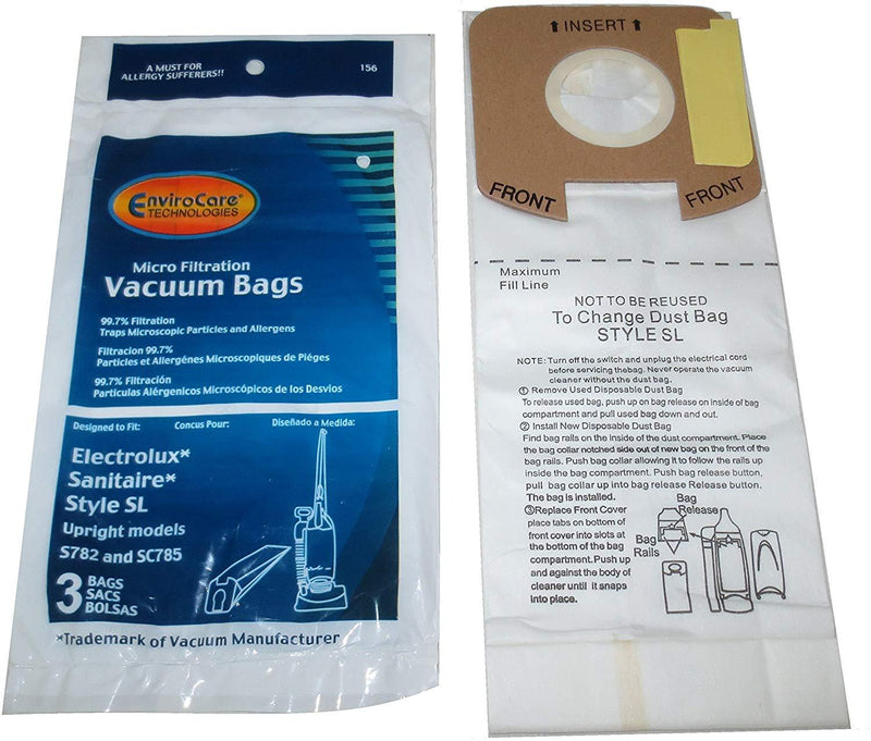 Sanitaire Replacement Style SL Micro Filtration Bag, 3pk (EVC156)