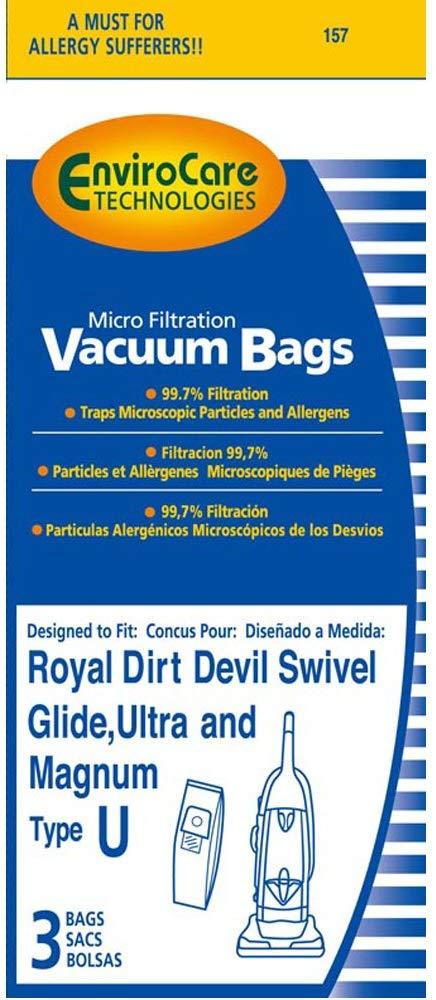 Dirt Devil Replacement Style U Micro Filtration Bags, 3pk (EVC157)