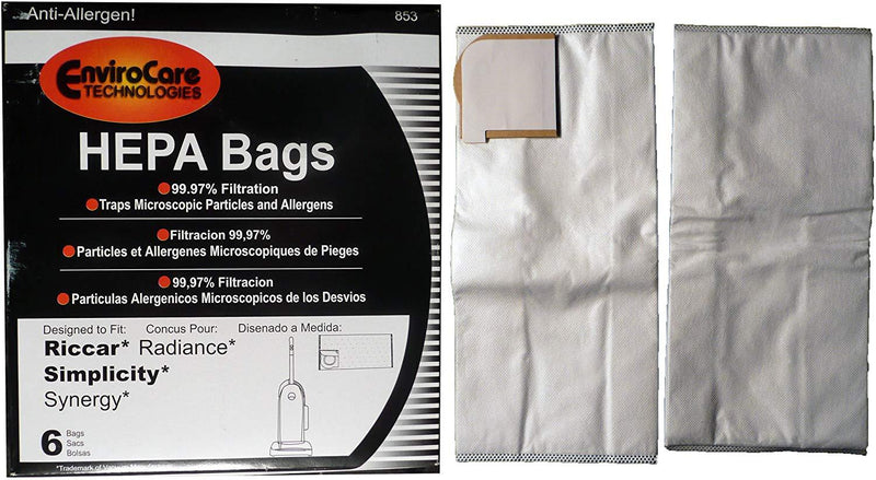 Riccar Replacement Style P HEPA Media Bags, 6pk (EVC853)