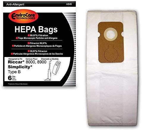 Riccar Replacement Style B HEPA Media Bags, 6pk (EVCA846)