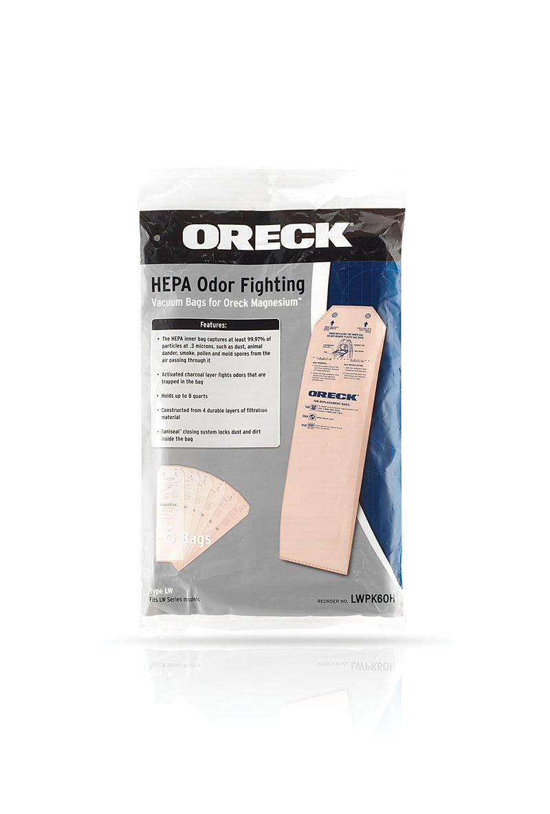 Oreck LWPK60H Magnesium HEPA Filtration Odor-Fighting Bags, 6pk