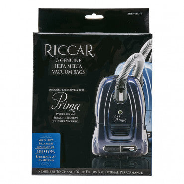 Riccar Type C HEPA Media Bags for Prima Series RCH-6, 6pk